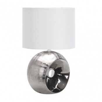 Distribuidor - Lâmpadas Diversas | Sobre Mesas Decoração | SOBREMESA CERAMICA EA 1XE27 CROMO PANTALLA BLANCA 52X30X30 CM Ref: 160071020